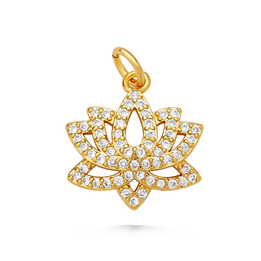 CZ Studded Lotus Charm