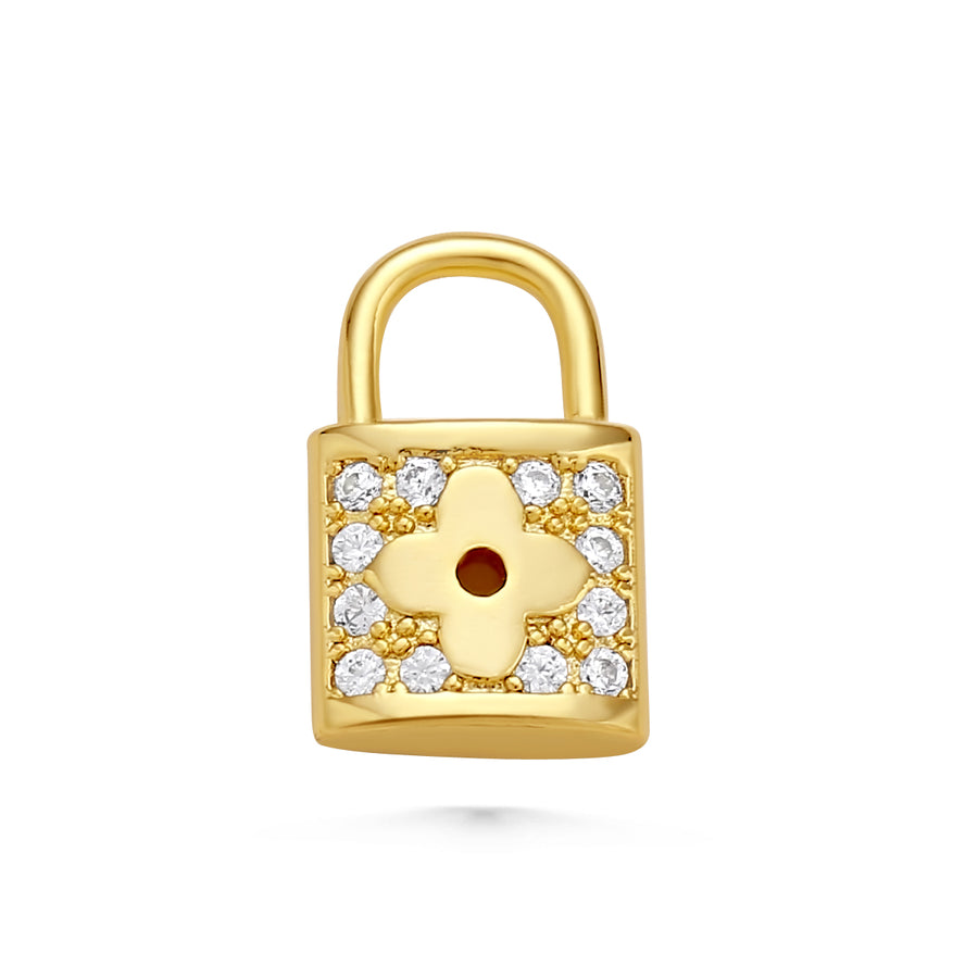 CZ Clover Padlock Charm