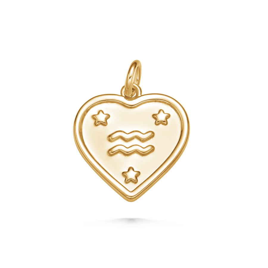 Gold Heart Zodiac Charms