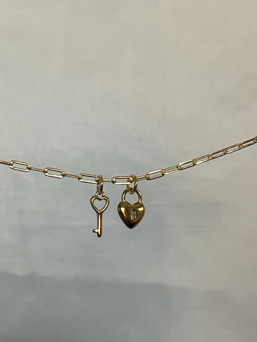 Mini Heart Key Charm