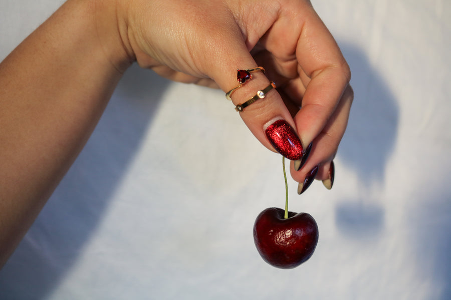 Red Garnet Heart Ring