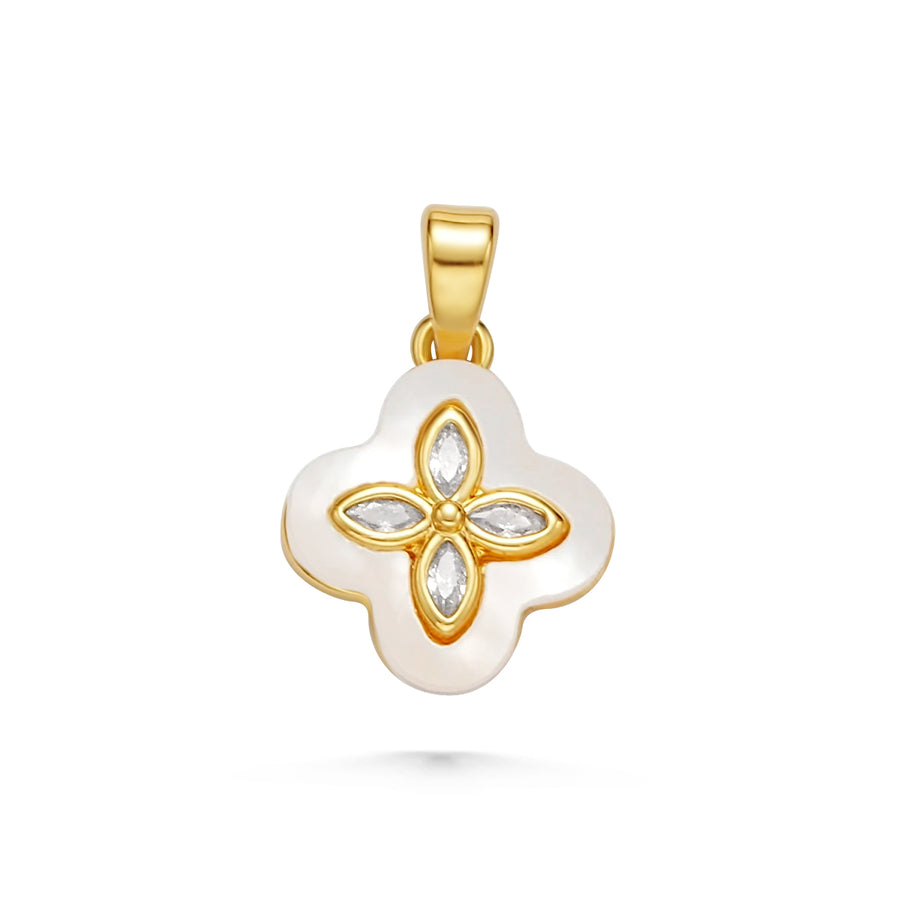 Pearl Quatrefoil Clover Charm