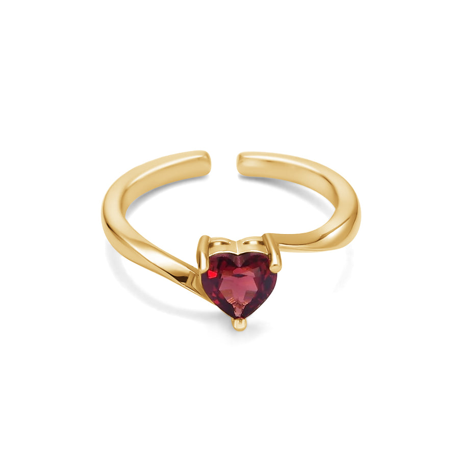 Red Garnet Heart Ring