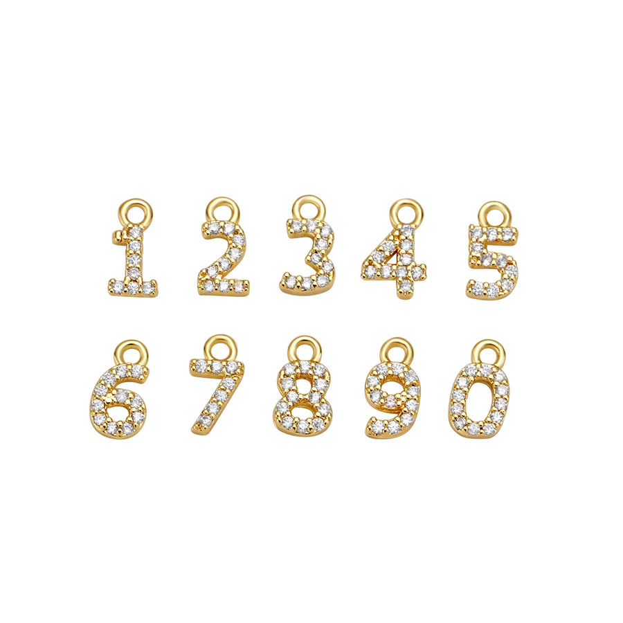 Tiny CZ Number Charms